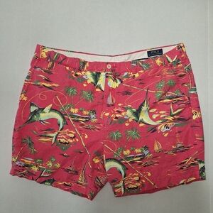 Polo Ralph Lauren 6" Classic Fit Linen Shorts Aloha Floral Hot Pink w/ Swordfish